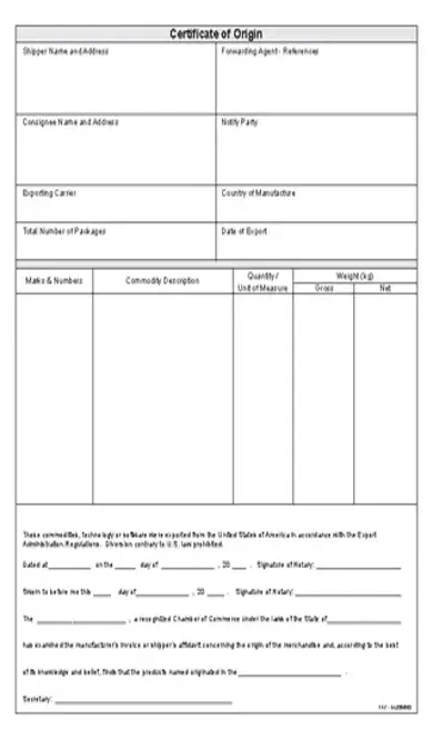 Certificate Of Origin Template Free Pdf Download