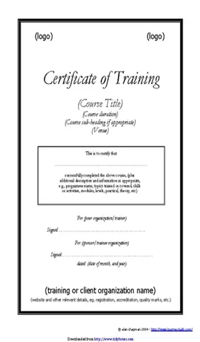 Certificate Of Training 1