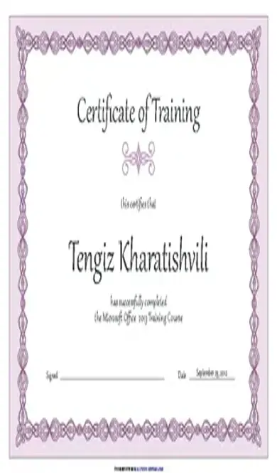 Certificate Of Training Purple Chain Design