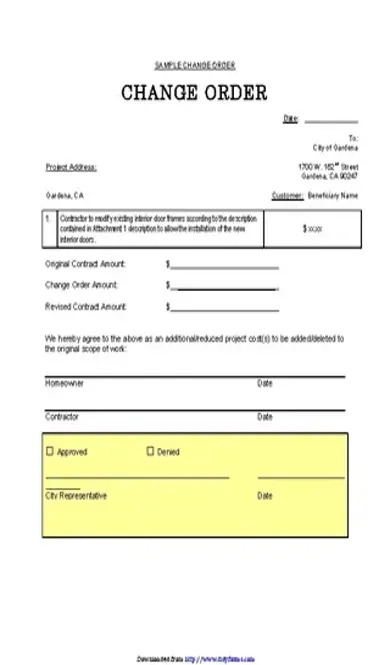 Change Order Sample