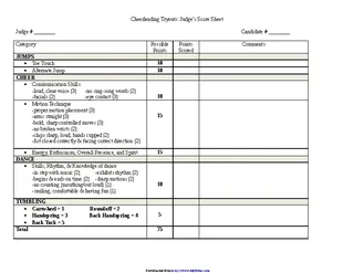 Cheerleading Tryouts Judges Score Sheet