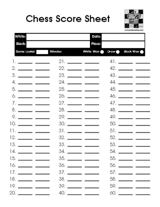 Chess Score Sheet 1