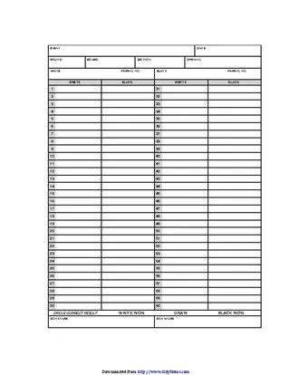 Chess Score Sheet 3