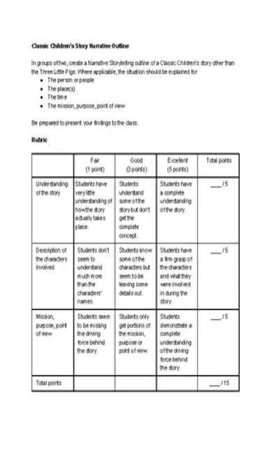 Children Story Outline Template