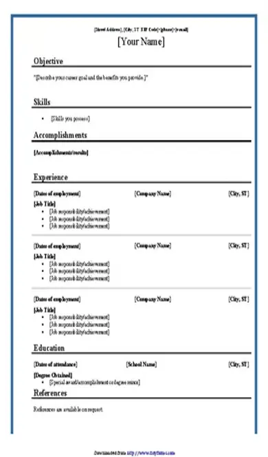 Chronological Resume Outline