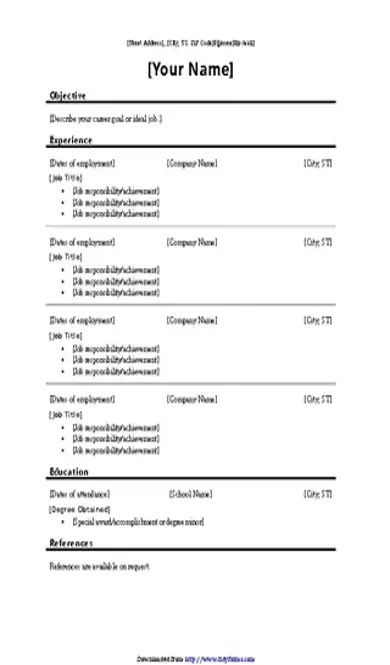 Chronological Resume Traditional Design