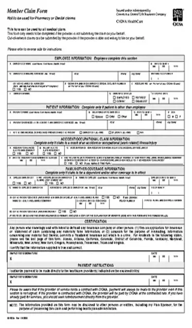 Cigna Medical Claim Form