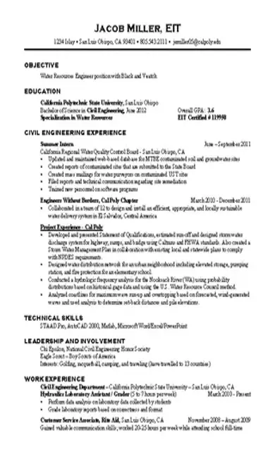 Civil Engineering Career Resume