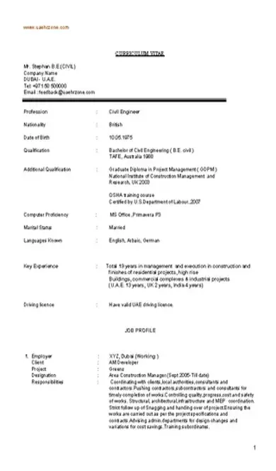 Civil Engineering Resume