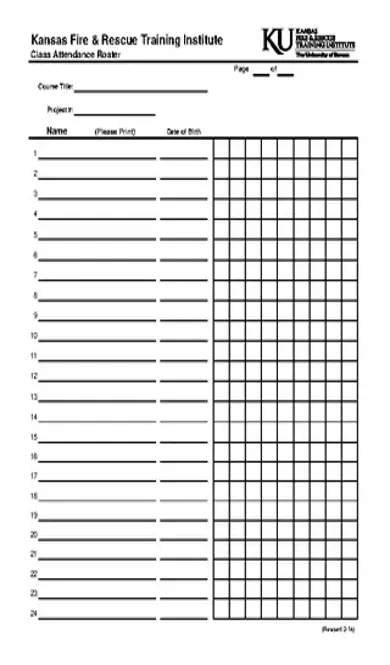 Class Attendance Roster Template