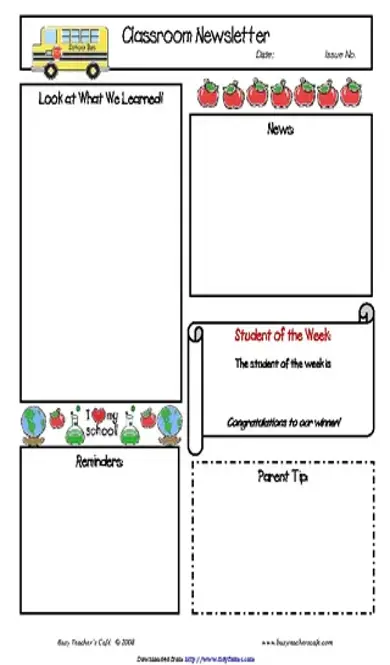 Classroom Newsletter Template 1