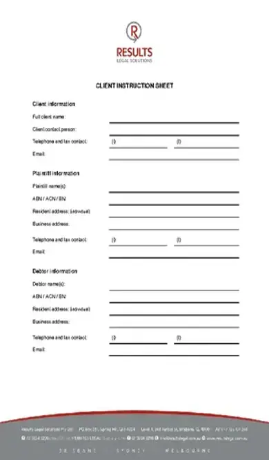 Client Instruction Sheet Template