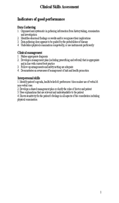 Clinical Skills Assessment Template