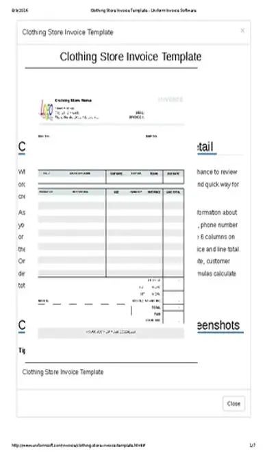 Clothing Store Receipt Template