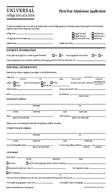 College Application Template