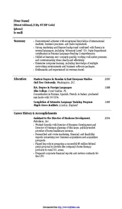 College Graduate Functional Resume