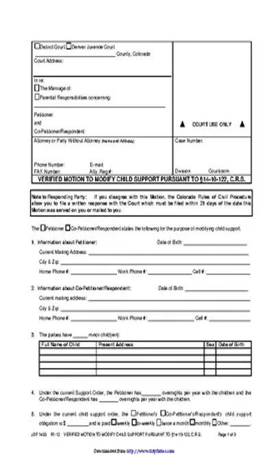 Colorado Child Custody Form