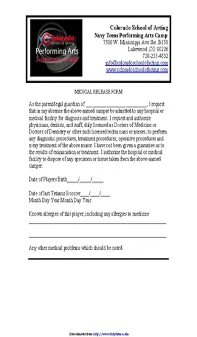 Colorado Medical Release Form 1