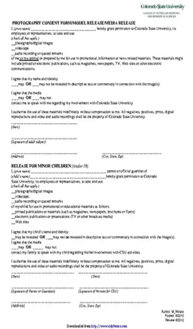 Colorado Model Release Form 2