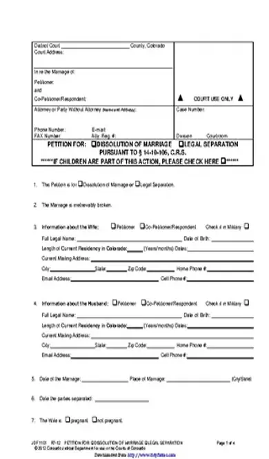 Colorado Separation Agreement Template