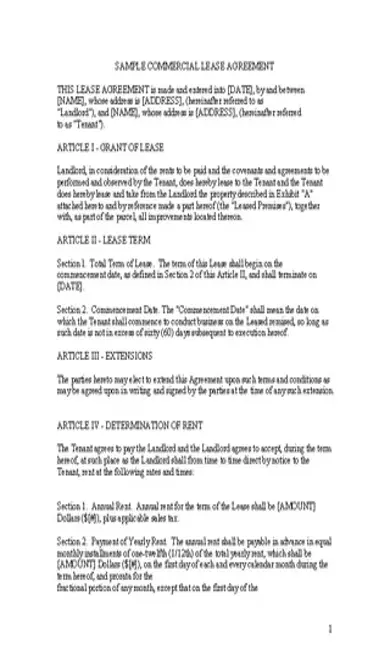 Commercial Lease Agreement Template