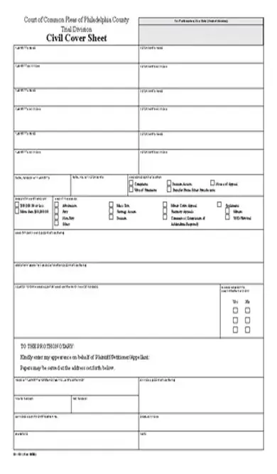 Common Court Civil Cover Sheet