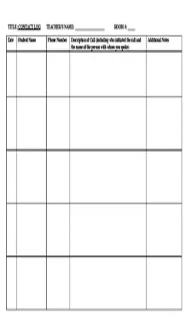 Communication Contact Log Template