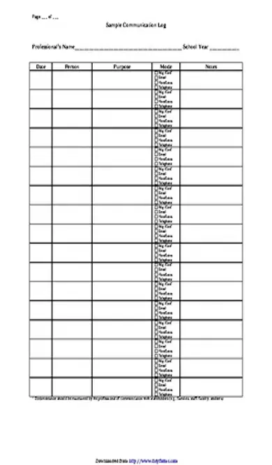 Communication Log Template