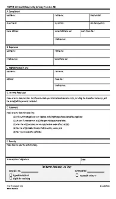 Complaint Form Pdf Download