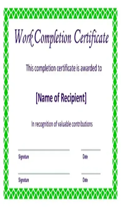 Completion Certificate