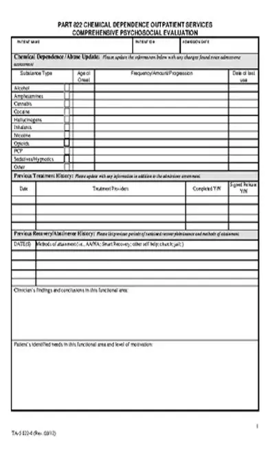 Comprehensive Psychosocial Evaluation