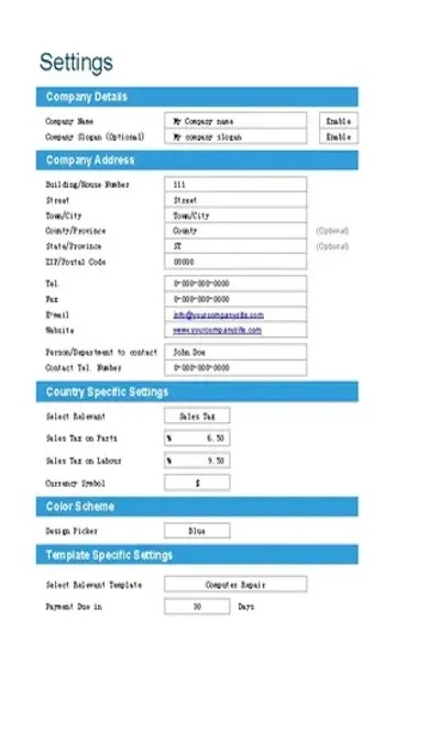 Computer Repair Invoice Template