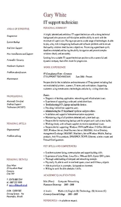 Computer Technician Resume