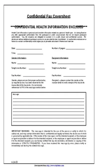 Confidential Fax Cover Sheet 3