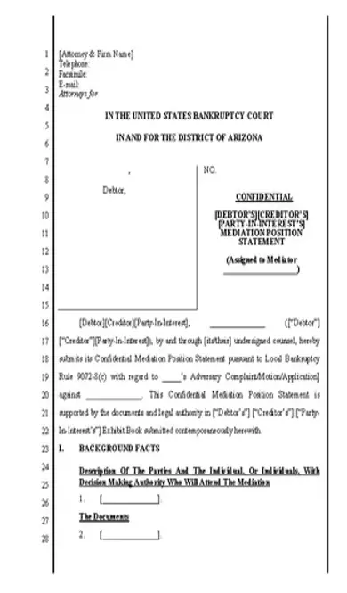 Confidential Mediation Position Statement Template