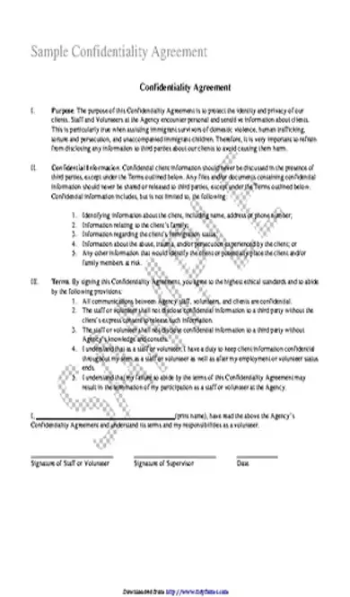 Confidentiality Agreement Sample 2