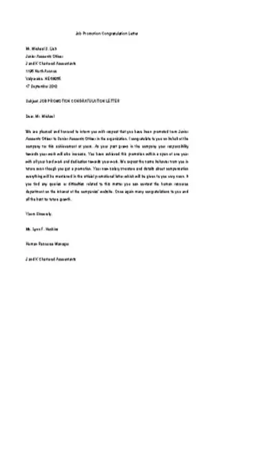 Congratulation Promotion Letter To Employee Word Format