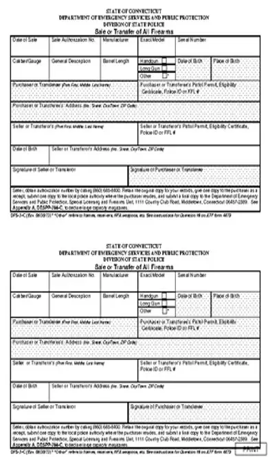 Connecticut Firearm Bill Of Sale Dps 3 C