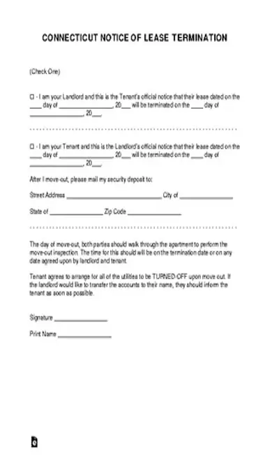 Connecticut Lease Termination Letter