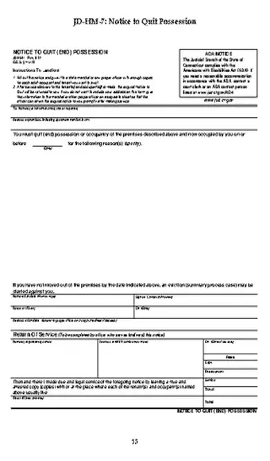 Connecticut Notice To Quit End Possession Form Jd Hm 7