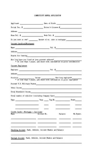 Connecticut Rental Application Form