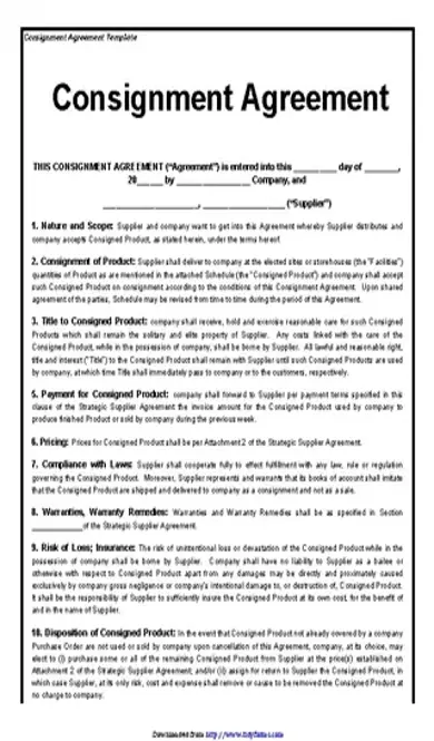 Consignment Agreement Template 3