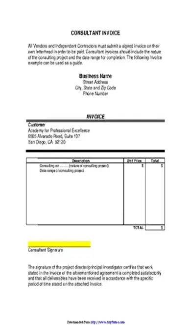 Consultant Invoice Template