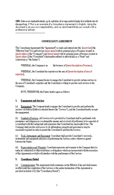 Consulting Agreement Sample