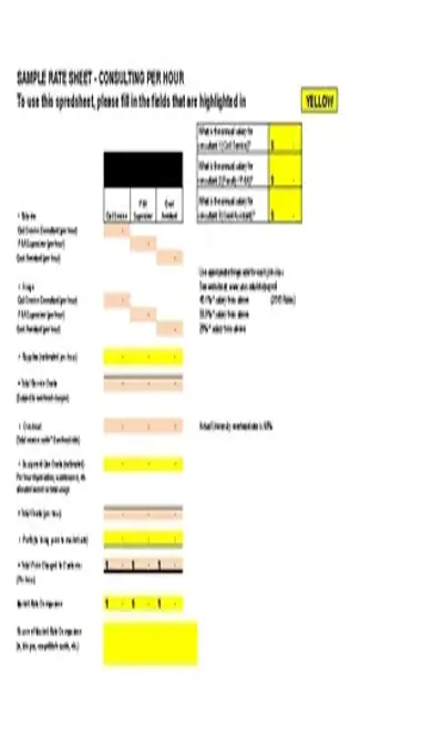 Consulting Rate Sheet Template