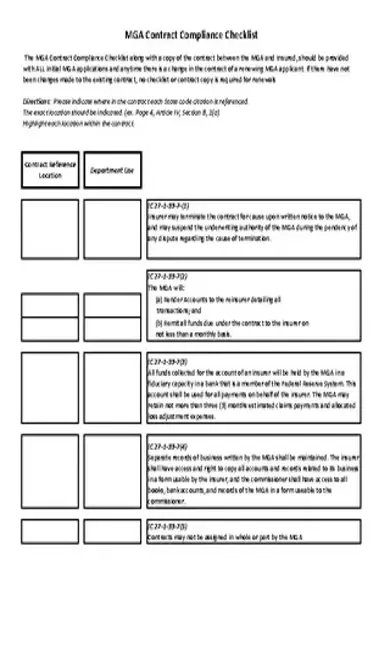 Contract Compliance Checklist Template