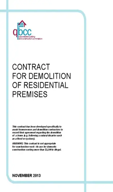 Contract For Demolition Of Residential Premises