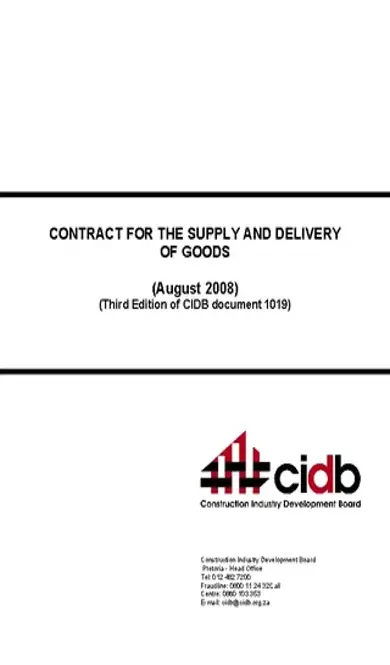 Contract For The Supply And Delivery Of Goods