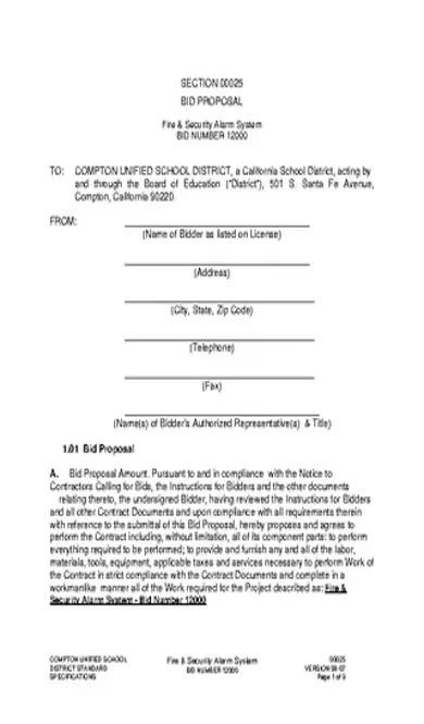 Contractor Bid Proposal Template