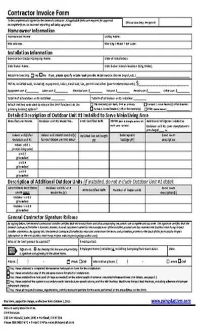 Contractor Invoice Template